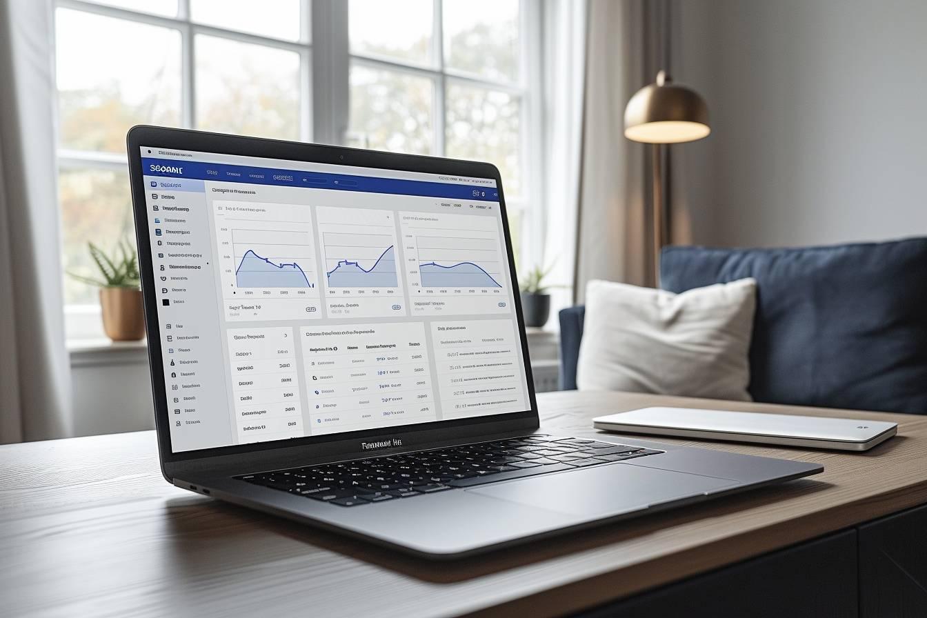 Image d'un ordinateur portable affichant un tableau de données analytiques