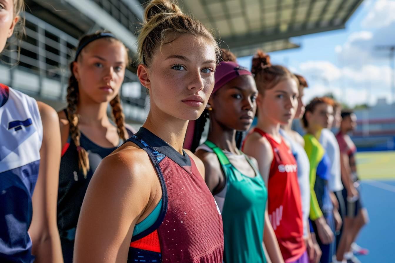 Group of young female athletes with different ethnicities standing together
