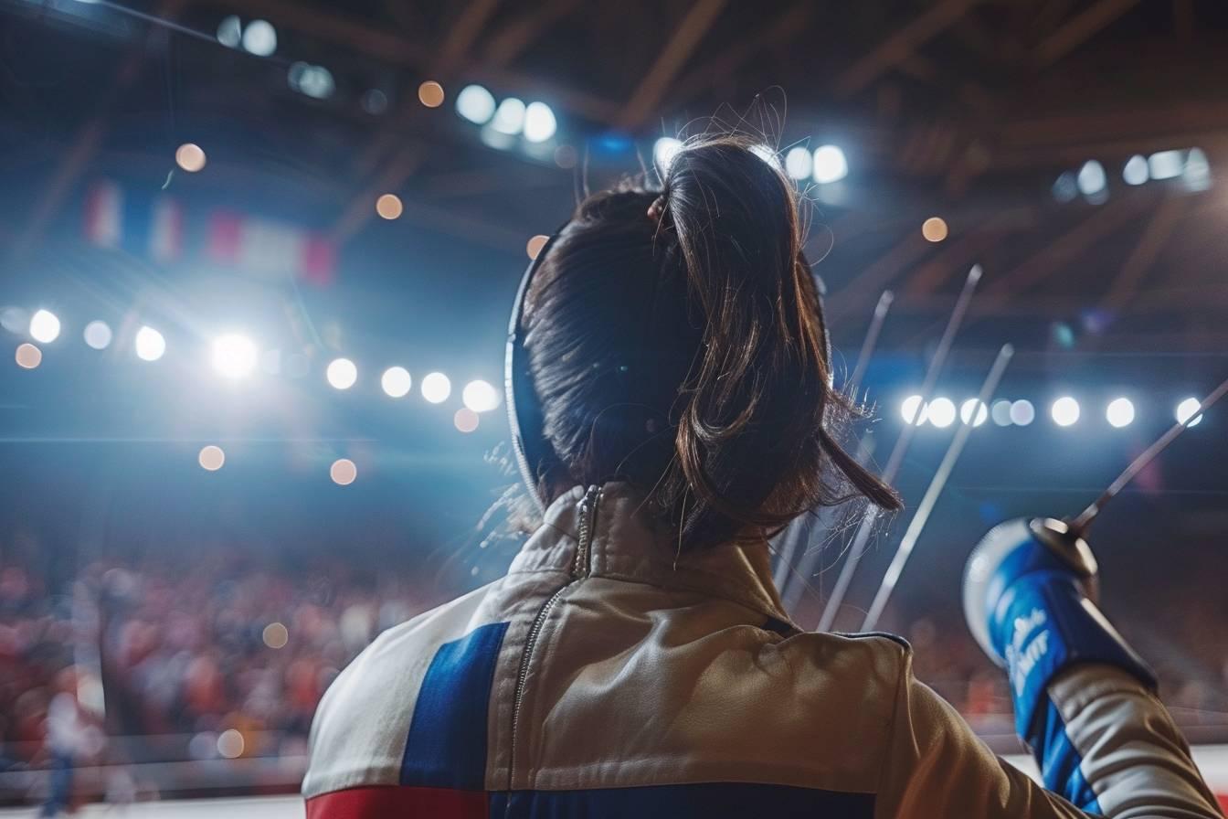 Vue de dos d'une personne assistant à un concert dans un stade.