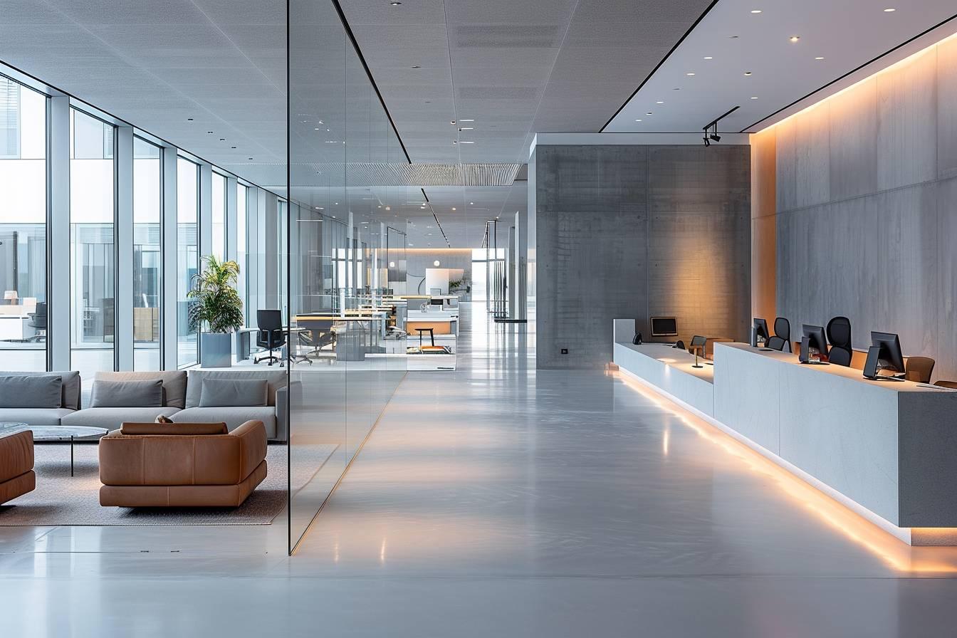 Espace de travail lumineux et épuré avec mobilier design