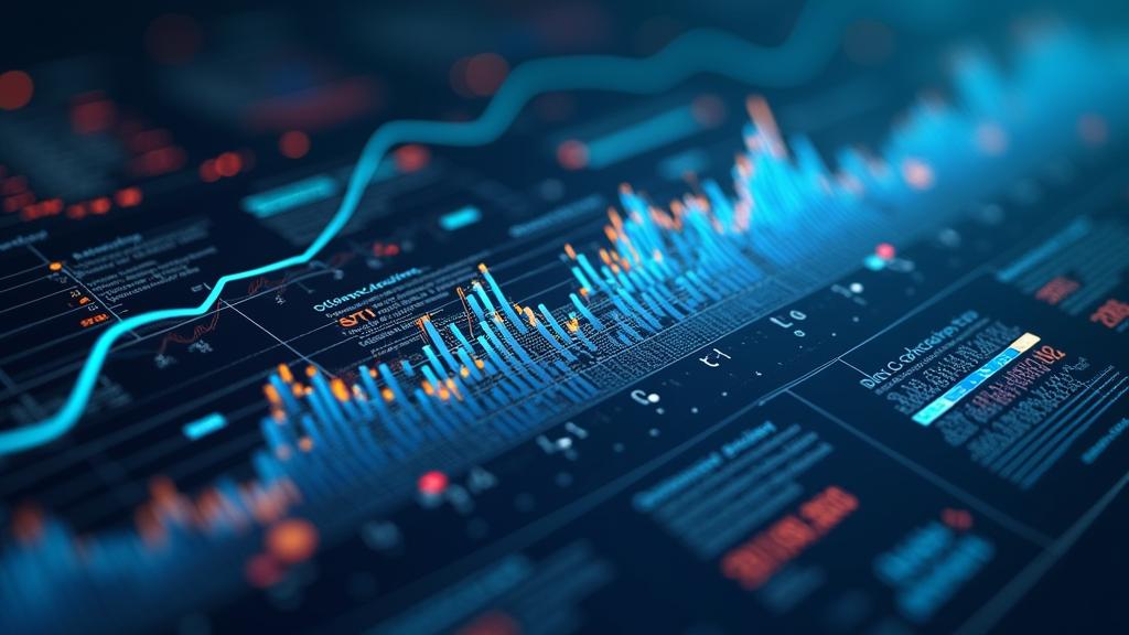 Graphique boursier détaillé avec des lignes et des courbes de données